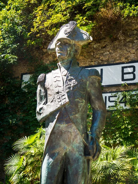 Estátua Lord Nelson Rocha Gibraltar Frente Cemitério Trafalgar Imagem De Stock