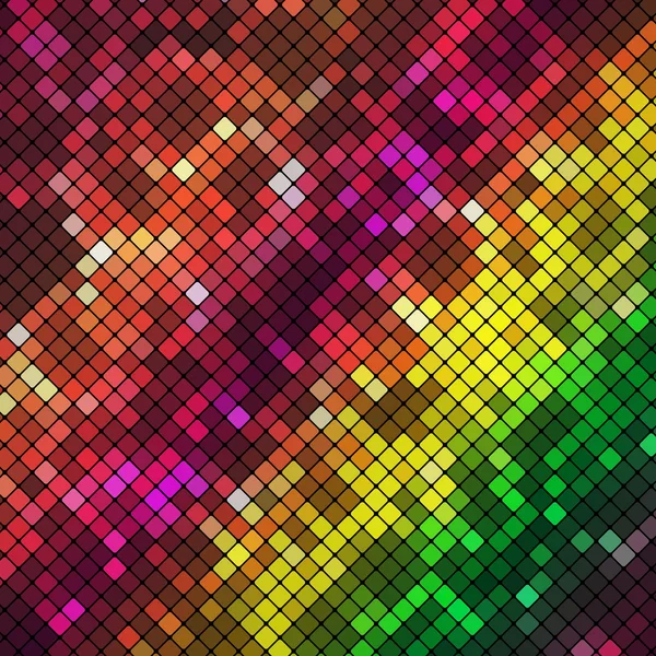 Fondo geométrico multicolor abstracto que consta de elementos cuadrados con esquinas redondeadas, que se coloca sobre un fondo negro — Archivo Imágenes Vectoriales