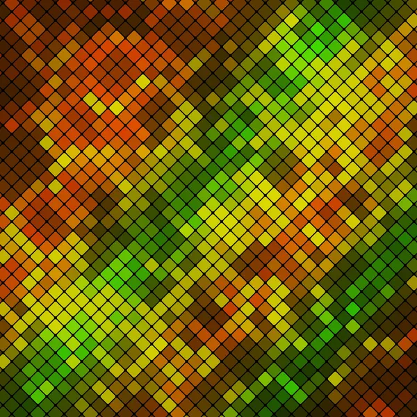 Abstracte geometrische veelkleurige achtergrond bestaande uit vierkante elementen met afgeronde hoeken, die wordt geplaatst op een zwarte achtergrond — Stockvector