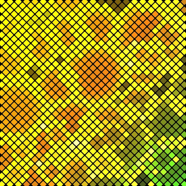 Abstracte geometrische veelkleurige achtergrond bestaande uit vierkante elementen met afgeronde hoeken, die wordt geplaatst op een zwarte achtergrond — Stockvector