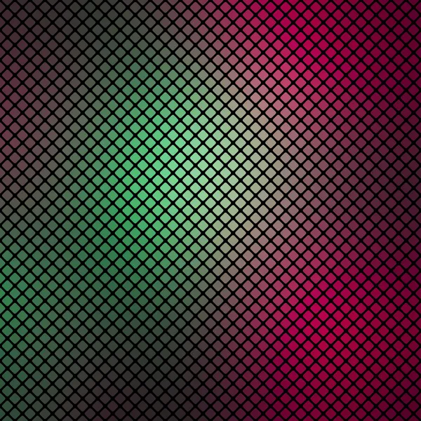 Abstrakte geometrische mehrfarbige Hintergrund bestehend aus quadratischen Elementen mit abgerundeten Ecken, die auf einem schwarzen Hintergrund platziert ist — Stockvektor