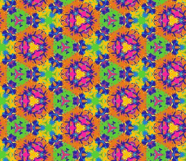 Dikişsiz desen parlak renk soyut öğelerden oluşur.