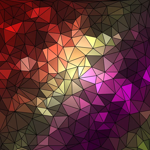 Fondo geométrico abstracto multicolor compuesto por elementos triangulares brillantes dispuestos sobre un fondo negro — Vector de stock