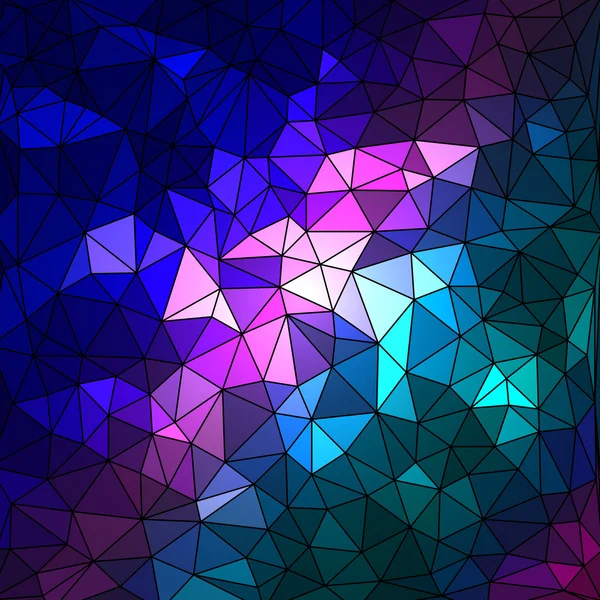 Абстрактный геометрический многоцветный фон, состоящий из ярких треугольных элементов, расположенных на черном фоне — стоковый вектор