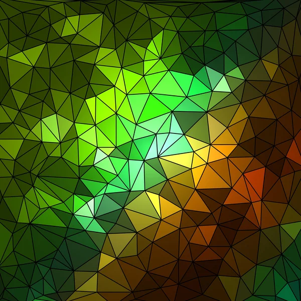 Fond géométrique multicolore abstrait composé d'éléments triangulaires brillants disposés sur un fond noir — Image vectorielle