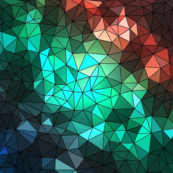 Fondo geométrico abstracto multicolor compuesto por elementos triangulares brillantes dispuestos sobre un fondo negro — Vector de stock