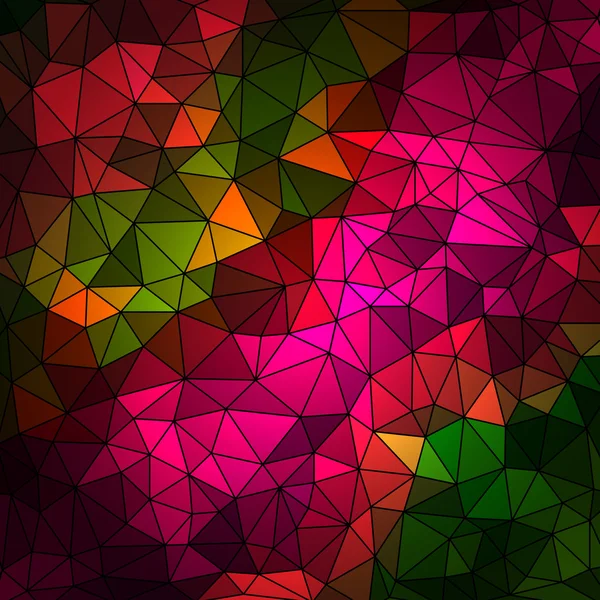 Fondo geométrico abstracto multicolor compuesto por elementos triangulares brillantes dispuestos sobre un fondo negro — Archivo Imágenes Vectoriales