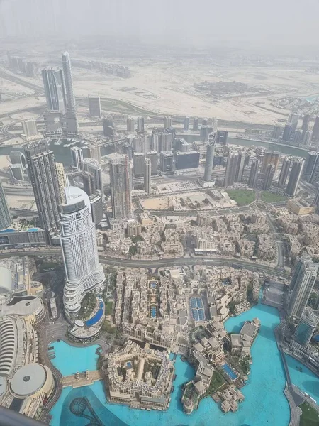 Ver Centro Dubai Desde Burj Khalifa Rascacielos Más Alto Del —  Fotos de Stock