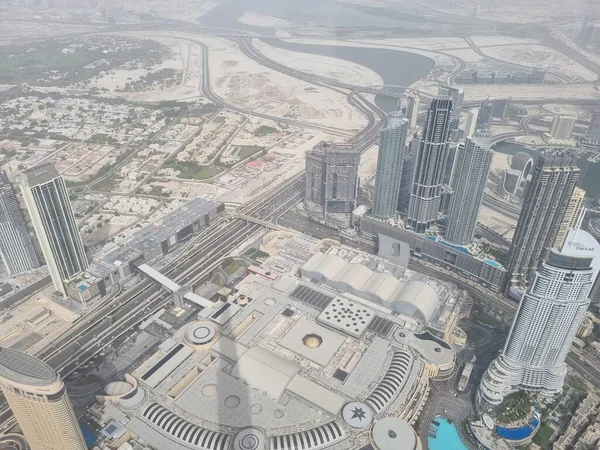 Ver Centro Dubai Desde Burj Khalifa Rascacielos Más Alto Del — Foto de Stock