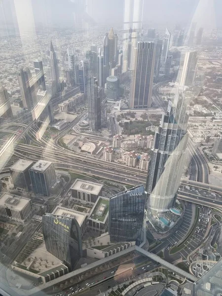 Ver Centro Dubai Desde Burj Khalifa Rascacielos Más Alto Del — Foto de Stock