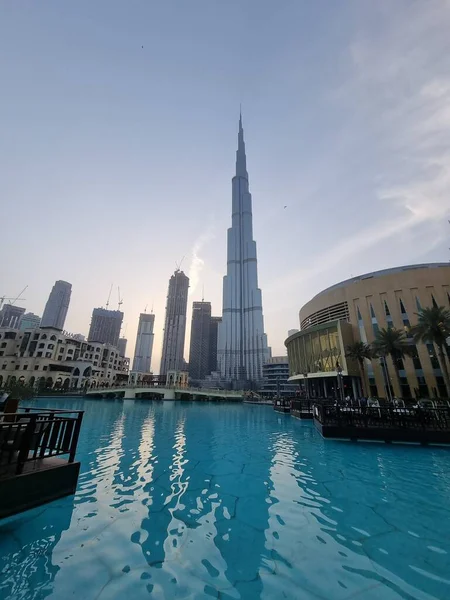 Dubai Horizonte Futurista Del Centro Ciudad Emiratos Árabes Unidos Torre — Foto de Stock