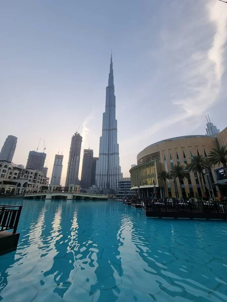 Dubai Horizonte Futurista Del Centro Ciudad Emiratos Árabes Unidos Torre — Foto de Stock