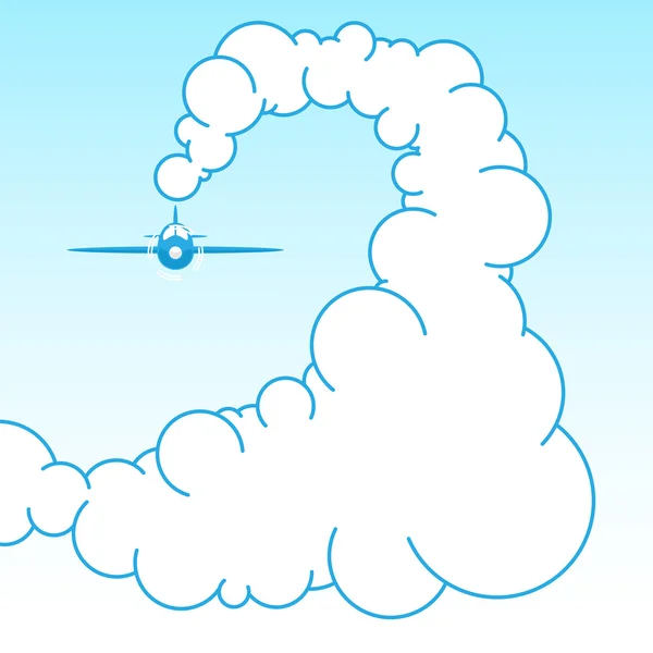 Plane in the sky in the clouds. Vector illustration — Stock Vector
