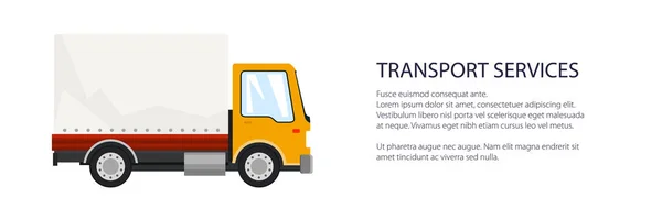 Orange Banner Für Kleinlastwagen Transport Und Frachtdienstleistungen Und Logistik Versand — Stockvektor