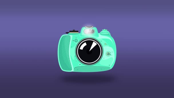 绿色漂亮可爱的相机闪烁着光芒 — 图库视频影像