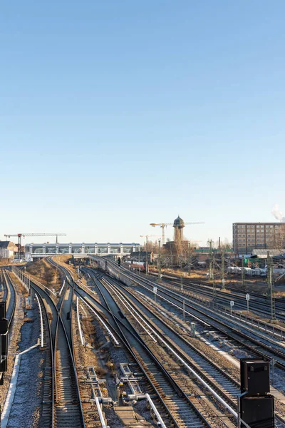 Treinrails vanaf de Modersohn-brug — Stockfoto