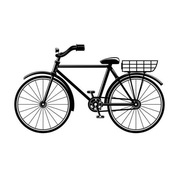 Silueta Una Bicicleta Con Una Linterna Una Cesta Para Comestibles — Vector de stock