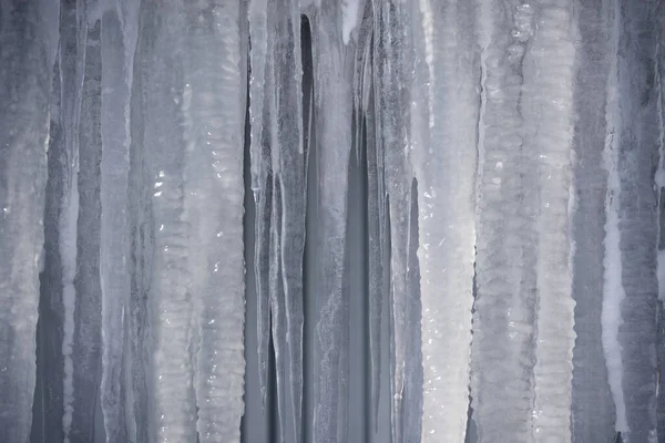 Large Icicles Close Abstract Natural White Blue Background — Stock Photo, Image