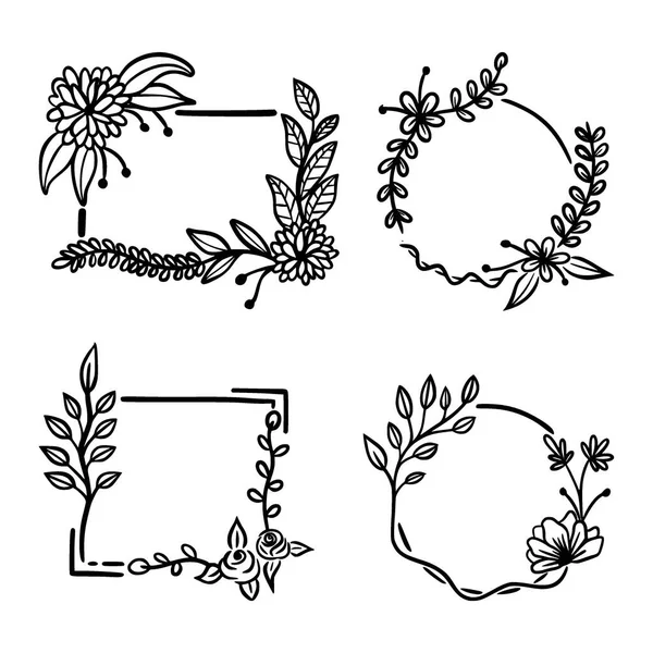 Conjunto Ilustración Floral Vector Dibujado Mano — Archivo Imágenes Vectoriales
