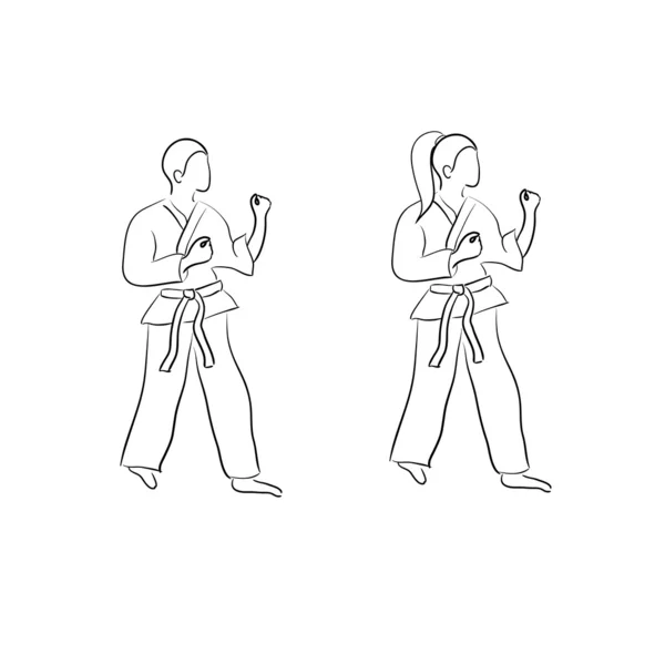 Karate Doodle (Mann und Frau)) — Stockvektor