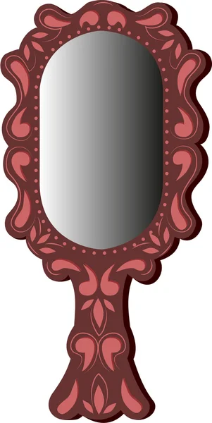Oval mirror in a wooden frame — Stock Vector