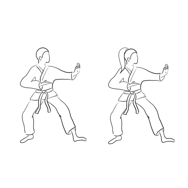 Doodle karate (muž a žena) — Stockový vektor