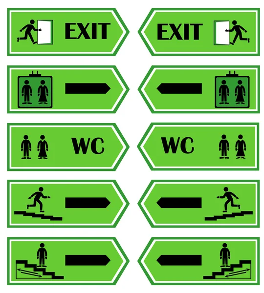 Panneaux verts direction sortie — Image vectorielle