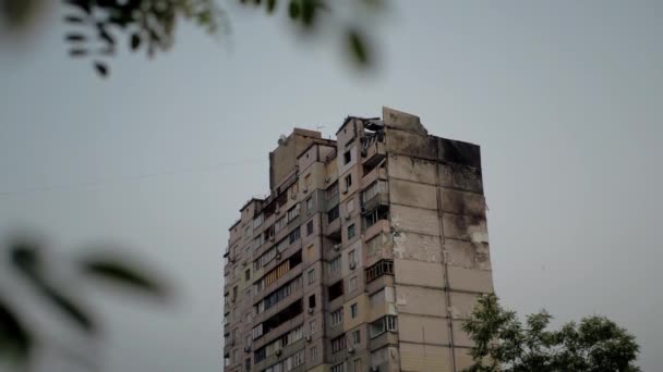 Київ Україна Весна 2022 Війна Росії Проти України Знищення Житлового — стокове відео