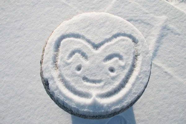 Heart Drawn Snow — Stock Photo, Image