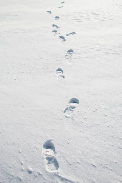 Nahaufnahme Von Fußabdrücken Schnee — Stockfoto