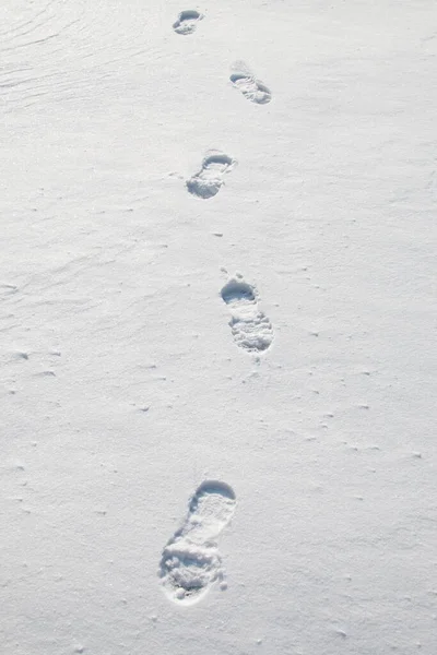 Nahaufnahme Von Fußabdrücken Schnee — Stockfoto