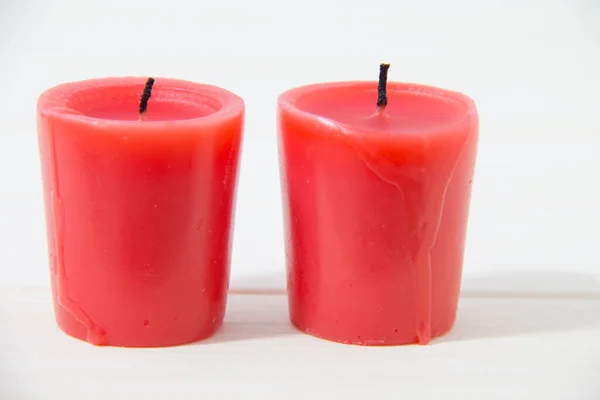 Red Candle White Wooden Board Royalty Free Stock Images