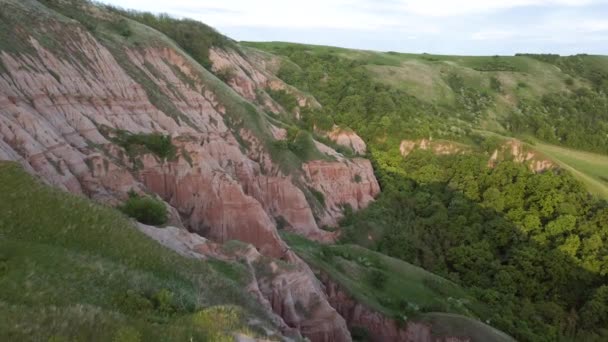 Aerial Video Canyon Formation Romania Called Red Ravine Footage Shot — стокове відео