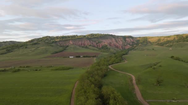 Aerial Video Canyon Formation Romania Called Red Ravine Footage Shot — Vídeos de Stock