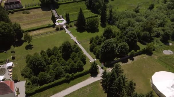 Images Aériennes Jardin Été Brukenthal Situé Avrig Comté Sibiu Roumanie — Video