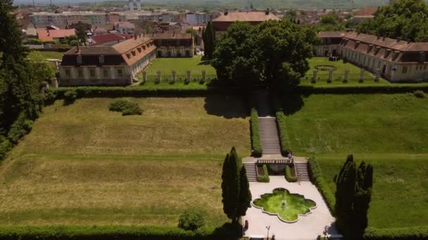 Images Aériennes Jardin Été Brukenthal Situé Avrig Comté Sibiu Roumanie — Video