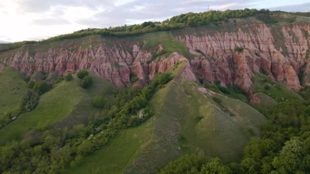 Aerial Video Canyon Formation Romania Called Red Ravine Footage Shot — Vídeo de Stock