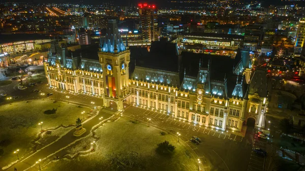 Zdjęcia Lotnicze Pałacu Kultury Centrum Miasta Iasi Rumunia Fotografia Została — Zdjęcie stockowe