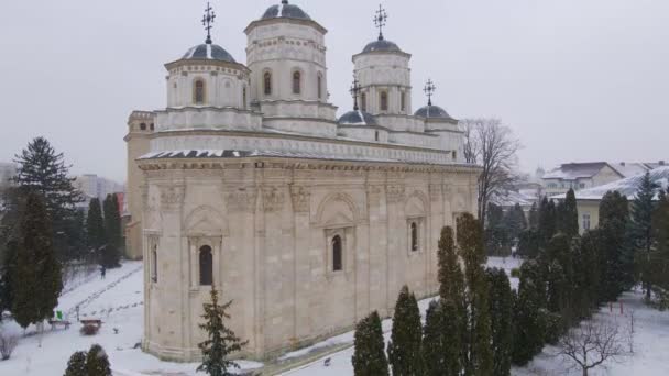 Luchtfoto Boven Assemblage Van Golia Klooster Uit Iasi Stad Roemenië — Stockvideo