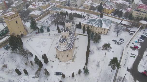 Flygfoto Över Montering Golia Kloster Från Iasi Stad Rumänien Fotografering — Stockvideo