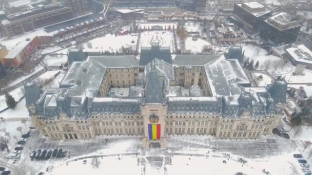 Flygbilder Från Kulturpalatset Iasi Rumänien Slottet Filmades Från Drönare Medan — Stockvideo