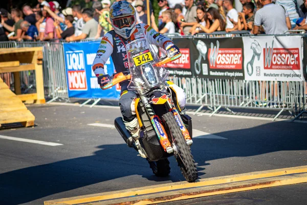 26.07.2022 Sibiu, Romania. Action photography shot at Redbull Romaniacs prologue venue. Photography consists of rider in action on  offroad course.