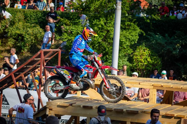 26.07.2022 Sibiu, Romania. Action photography shot at Redbull Romaniacs prologue venue. Photography consists of rider in action on  offroad course.