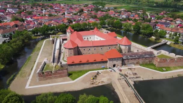 Aerial Footage Citadel Fagaras Brasov County Romania Video Shot Drone — Stockvideo