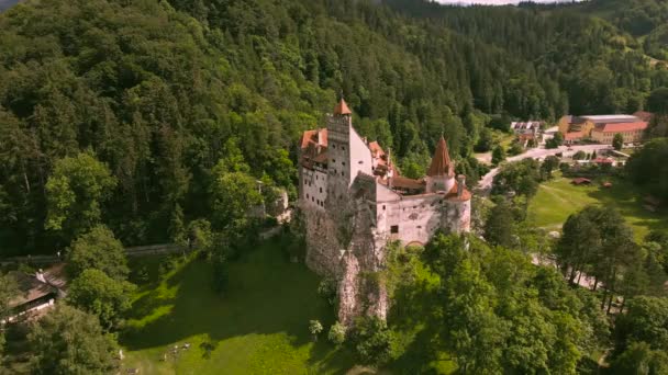 Letecké Video Bran Hradu Který Nachází Brasově Rumunsko Záběry Jsou — Stock video