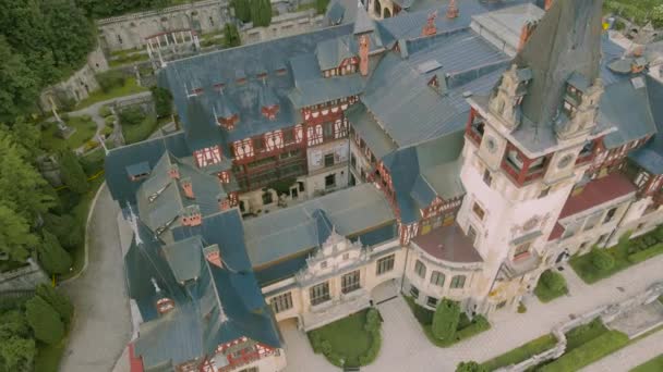 Vista Aves Sobre Castillo Peles Sinaia Rumania Metraje Fue Filmado — Vídeo de stock