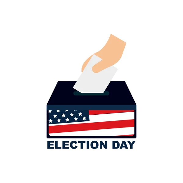 Election Day United States Hand Inserts Envelope Ballot Vector Template — Stock Vector