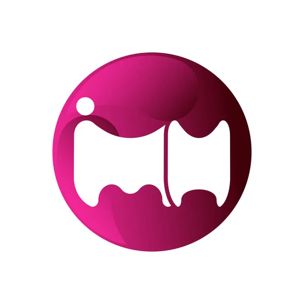Nのロゴ N文字デザインベクトルドット付き 紫色の円 デザインテンプレート要素 デザインベクターイラスト — ストックベクタ