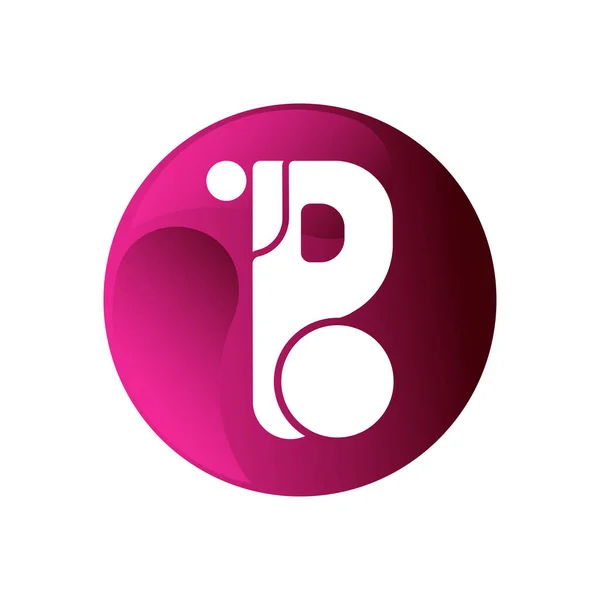 Bのロゴ 点付きP B文字デザインベクトル 紫色の円 デザインテンプレート要素 デザインベクターイラスト — ストックベクタ