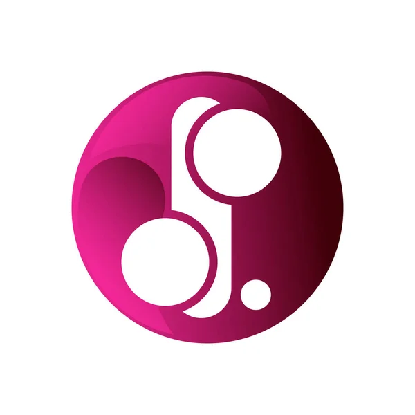Pのロゴ P文字のデザインベクトルドット付き 紫色の円 デザインテンプレート要素 デザインベクターイラスト — ストックベクタ